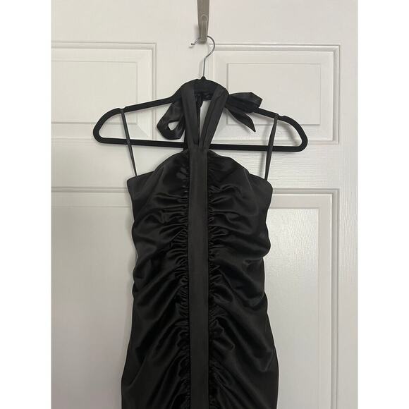 Jessica McClintock Y2K Vintage Whimsigoth Black Satin Gown Dress - Picture 2 of 8